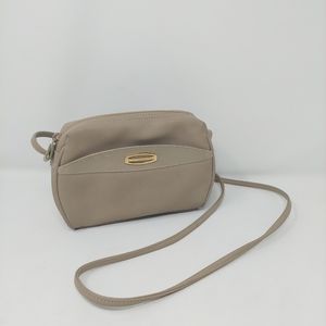 Liz Claiborne Beige Faux Leather Organizer Small Crossbody Bag Classic Neutral